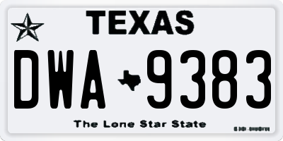 TX license plate DWA9383