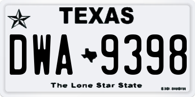 TX license plate DWA9398