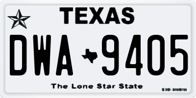 TX license plate DWA9405