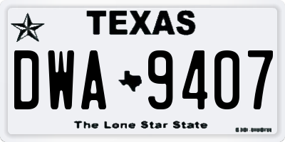 TX license plate DWA9407