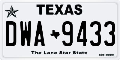 TX license plate DWA9433