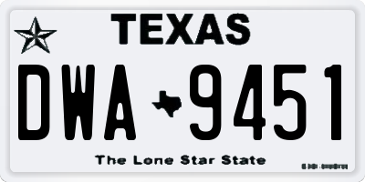 TX license plate DWA9451