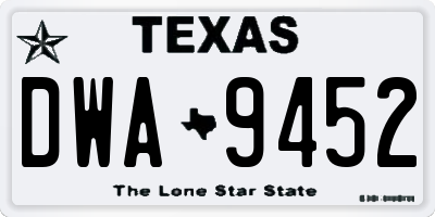 TX license plate DWA9452