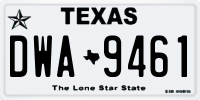 TX license plate DWA9461