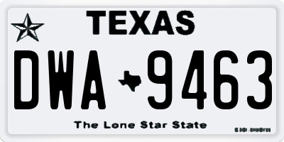 TX license plate DWA9463