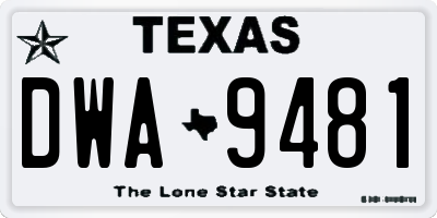 TX license plate DWA9481