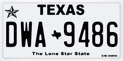 TX license plate DWA9486