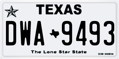 TX license plate DWA9493
