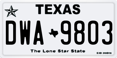 TX license plate DWA9803