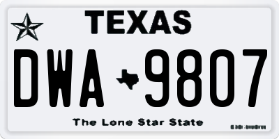 TX license plate DWA9807