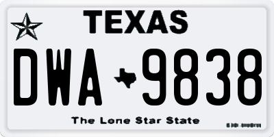 TX license plate DWA9838
