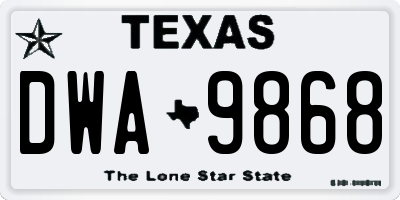 TX license plate DWA9868