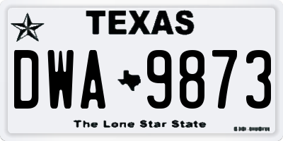 TX license plate DWA9873