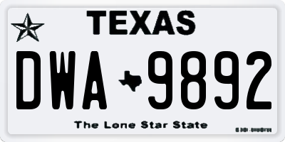 TX license plate DWA9892