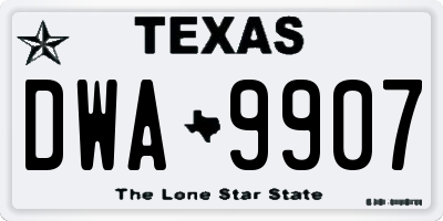 TX license plate DWA9907