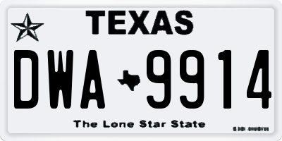 TX license plate DWA9914
