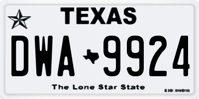 TX license plate DWA9924