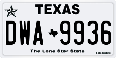 TX license plate DWA9936