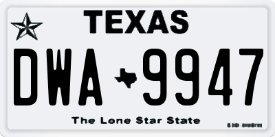 TX license plate DWA9947