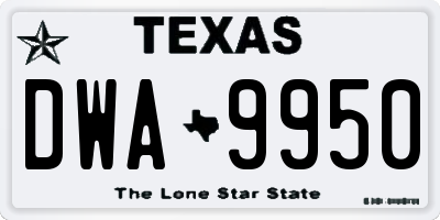 TX license plate DWA9950