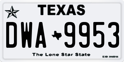 TX license plate DWA9953