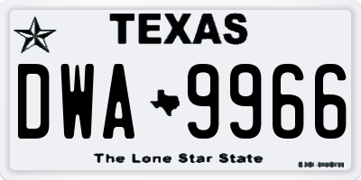 TX license plate DWA9966