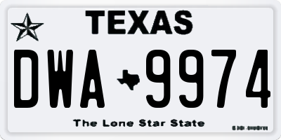 TX license plate DWA9974