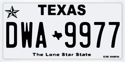 TX license plate DWA9977