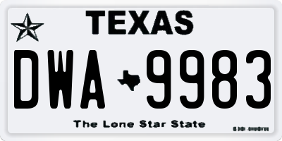 TX license plate DWA9983