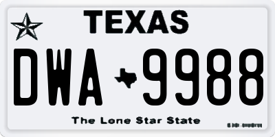TX license plate DWA9988