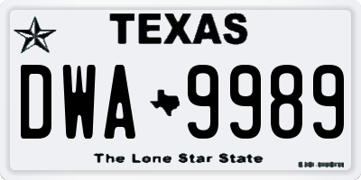 TX license plate DWA9989