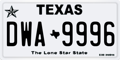 TX license plate DWA9996