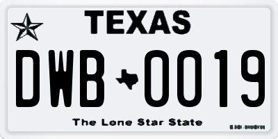 TX license plate DWB0019
