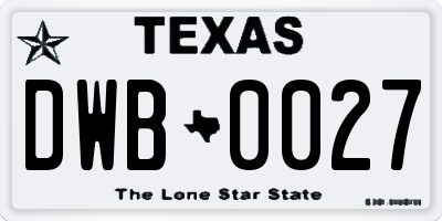 TX license plate DWB0027
