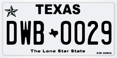TX license plate DWB0029