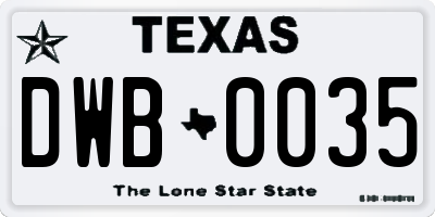 TX license plate DWB0035