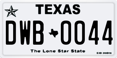 TX license plate DWB0044