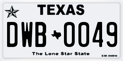 TX license plate DWB0049