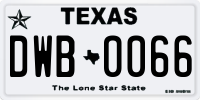 TX license plate DWB0066