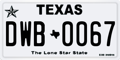 TX license plate DWB0067