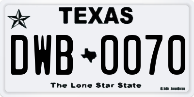 TX license plate DWB0070