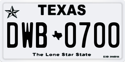TX license plate DWB0700