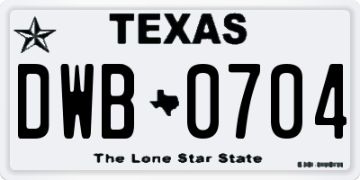 TX license plate DWB0704