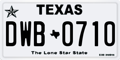 TX license plate DWB0710