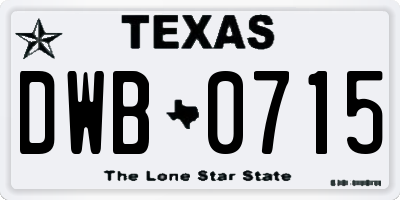 TX license plate DWB0715