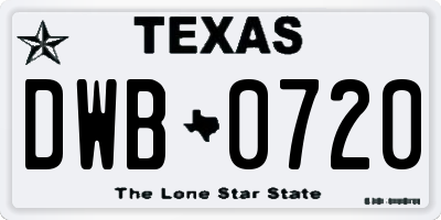 TX license plate DWB0720