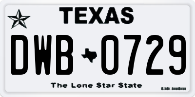 TX license plate DWB0729