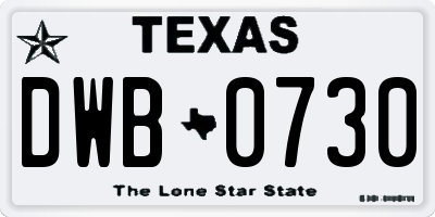 TX license plate DWB0730
