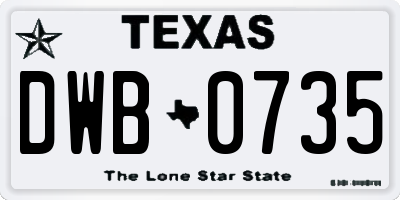 TX license plate DWB0735