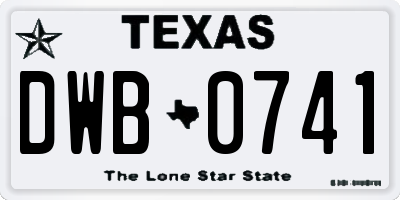TX license plate DWB0741